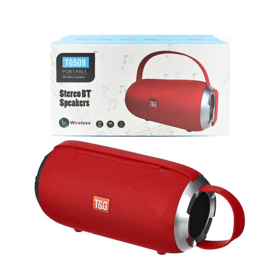 T&G PORTABLE BLUETOOTH SPEAKER TG-509 TF/AUX/FM/HANDS-FREE CALL 10W RED